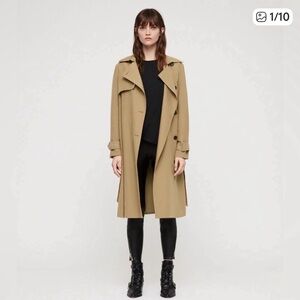 All Saints Myla Long Tan Trench Coat